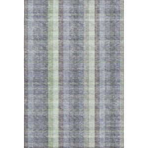 HomeRoots 9' X 12' Stylish Pewter Gray & Green Plaid Washable Area Rug - Durable, UV Protected & Stain Resistant! 676481