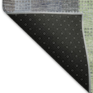 HomeRoots 9' X 12' Stylish Pewter Gray & Green Plaid Washable Area Rug - Durable, UV Protected & Stain Resistant! 676481