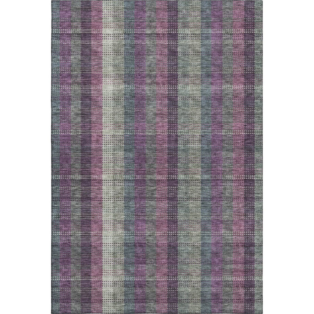 HomeRoots 5' X 8' Stylish Washable Area Rug in Plum, Sage & Gray Plaid - Durable, Stain-Resistant & UV Protected! 676484
