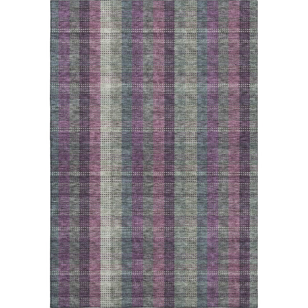 HomeRoots 5' X 8' Stylish Washable Area Rug in Plum, Sage & Gray Plaid - Durable, Stain-Resistant & UV Protected! 676484