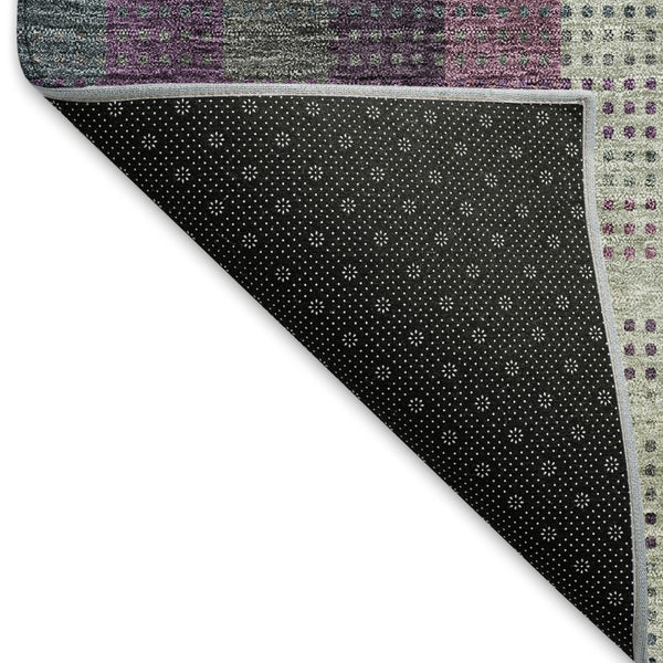 HomeRoots 5' X 8' Stylish Washable Area Rug in Plum, Sage & Gray Plaid - Durable, Stain-Resistant & UV Protected! 676484