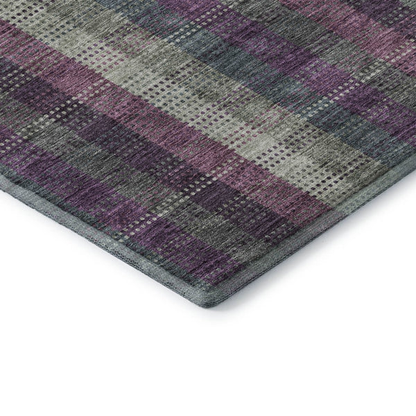 HomeRoots 5' X 8' Stylish Washable Area Rug in Plum, Sage & Gray Plaid - Durable, Stain-Resistant & UV Protected! 676484