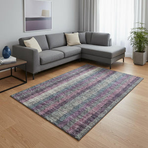HomeRoots 8' X 10' Stylish Washable Area Rug in Plum, Sage & Gray Plaid - UV Protection & Easy Care Design! 676486
