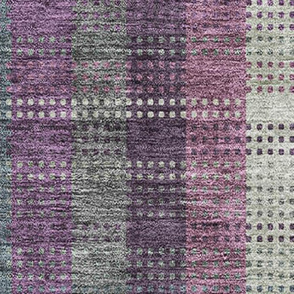 HomeRoots 8' X 10' Stylish Washable Area Rug in Plum, Sage & Gray Plaid - UV Protection & Easy Care Design! 676486