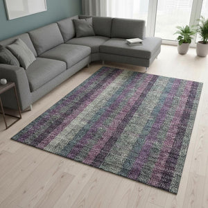 HomeRoots 9' X 12' Washable Plum, Sage & Gray Plaid Area Rug with UV Protection for Busy Homes & Spaces 676487