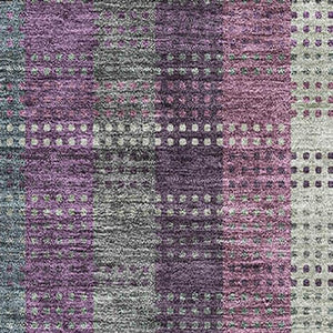 HomeRoots 9' X 12' Washable Plum, Sage & Gray Plaid Area Rug with UV Protection for Busy Homes & Spaces 676487