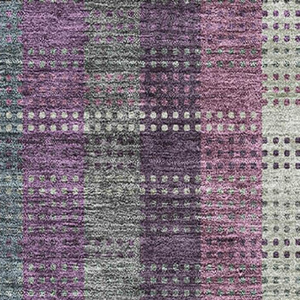 HomeRoots 9' X 12' Washable Plum, Sage & Gray Plaid Area Rug with UV Protection for Busy Homes & Spaces 676487