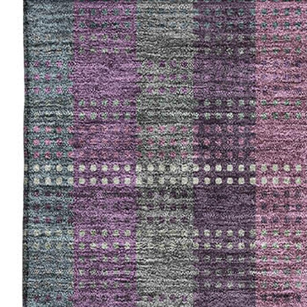 HomeRoots 10' X 14' Washable Area Rug in Plum, Sage & Gray Plaid - Durable, Stain-Resistant, UV Protected Design! 676488