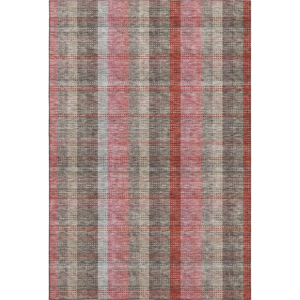HomeRoots 8' X 10' Washable Plaid Area Rug in Red, Pink & Gray – Durable, UV-Protected, Perfect for Any Room! 676492