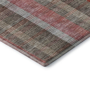 HomeRoots 8' X 10' Washable Plaid Area Rug in Red, Pink & Gray – Durable, UV-Protected, Perfect for Any Room! 676492