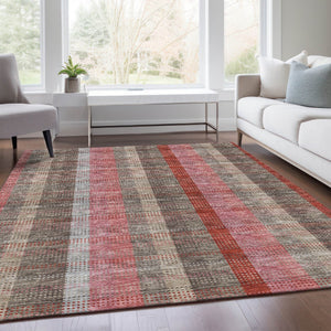 HomeRoots 8' X 10' Washable Plaid Area Rug in Red, Pink & Gray – Durable, UV-Protected, Perfect for Any Room! 676492