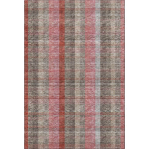 HomeRoots 10' X 14' Washable Plaid Area Rug in Red, Pink & Gray - Durable, Stain-Resistant, UV-Protected Design 676494