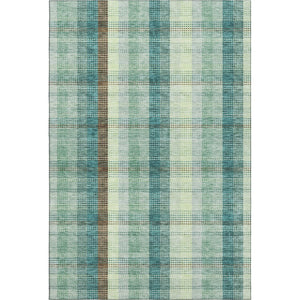 HomeRoots 5' X 8' Sage Teal and Ivory Plaid Area Rug - Durable, Stain Resistant, UV Protected for High-Traffic Homes 676496