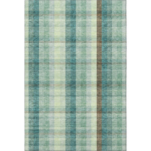 HomeRoots 5' X 8' Sage Teal and Ivory Plaid Area Rug - Durable, Stain Resistant, UV Protected for High-Traffic Homes 676496