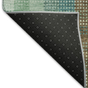 HomeRoots 8' Sage Teal and Ivory Plaid Washable Round Rug – UV Protected, Easy-Care, Stylish for Any Space 676497