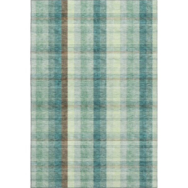 HomeRoots 8' X 10' Sage Teal And Ivory Plaid Washable Area Rug - Durable, Stylish, UV Protected for Busy Homes 676498