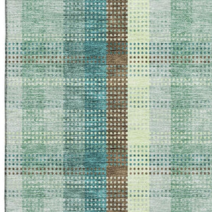 HomeRoots 8' X 10' Sage Teal And Ivory Plaid Washable Area Rug - Durable, Stylish, UV Protected for Busy Homes 676498