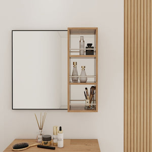 English Elm 10'' Wall Mount Bathroom Mirror Cabinet Open Shelf Plywood Melamine Storage Organizer W999P470292