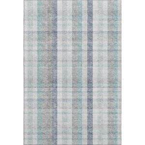 HomeRoots 10' X 14' Silver Gray & Teal Plaid Area Rug - Washable, Stain-Resistant, UV Protected for Easy Care! 676506