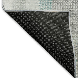 HomeRoots 10' X 14' Silver Gray & Teal Plaid Area Rug - Washable, Stain-Resistant, UV Protected for Easy Care! 676506