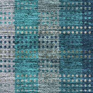 HomeRoots 5' X 8' Stylish Teal Olive Green Taupe Plaid Area Rug – Washable, UV Protected, Durable & Versatile 676508