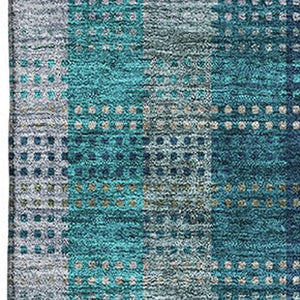 HomeRoots 9' X 12' Stylish Teal Olive Green Plaid Washable Area Rug with UV Protection for Every Room 676511