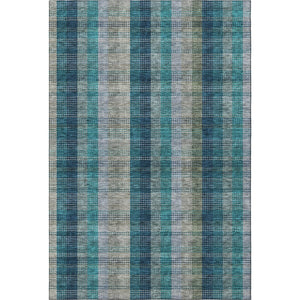 HomeRoots 9' X 12' Stylish Teal Olive Green Plaid Washable Area Rug with UV Protection for Every Room 676511