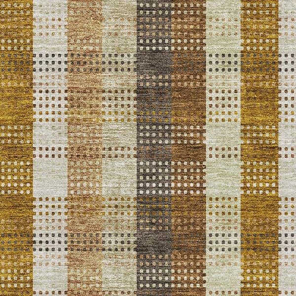 HomeRoots 5' X 8' Washable Wheat Ivory Copper Plaid Area Rug – Durable, Stain Resistant, UV Protected Design 676514