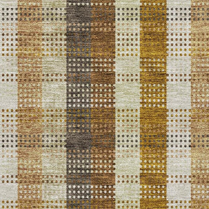 HomeRoots 8' X 10' Wheat Ivory & Copper Plaid Washable Area Rug with UV Protection for Modern Homes 676516