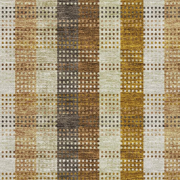 HomeRoots 8' X 10' Wheat Ivory & Copper Plaid Washable Area Rug with UV Protection for Modern Homes 676516
