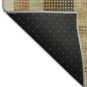 HomeRoots 9' X 12' Wheat Ivory & Copper Plaid Washable Area Rug with UV Protection for Homes & Patios 676517