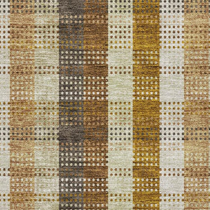 HomeRoots 9' X 12' Wheat Ivory & Copper Plaid Washable Area Rug with UV Protection for Homes & Patios 676517
