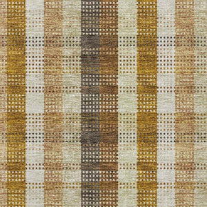 HomeRoots 9' X 12' Wheat Ivory & Copper Plaid Washable Area Rug with UV Protection for Homes & Patios 676517