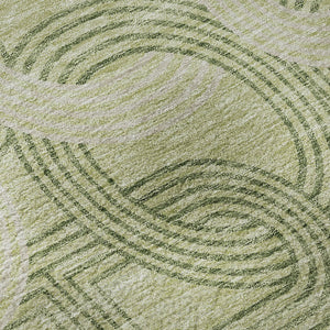 HomeRoots 5' X 8' Artichoke Green & Gray Geometric Washable Area Rug - Durable, UV-Protected, Easy Care Elegance 676520