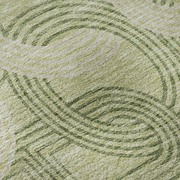 HomeRoots 5' X 8' Artichoke Green & Gray Geometric Washable Area Rug - Durable, UV-Protected, Easy Care Elegance 676520