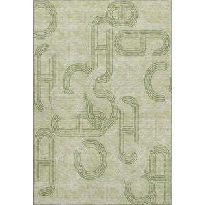 HomeRoots 9' X 12' Artichoke Green & Gray Geometric Area Rug - Washable, UV-Protected, Durable & Stylish Design 676523