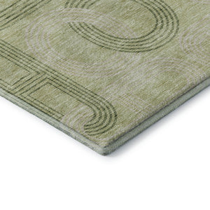 HomeRoots 9' X 12' Artichoke Green & Gray Geometric Area Rug - Washable, UV-Protected, Durable & Stylish Design 676523
