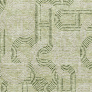 HomeRoots 9' X 12' Artichoke Green & Gray Geometric Area Rug - Washable, UV-Protected, Durable & Stylish Design 676523
