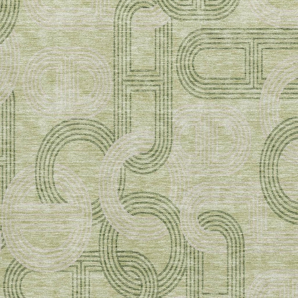 HomeRoots 9' X 12' Artichoke Green & Gray Geometric Area Rug - Washable, UV-Protected, Durable & Stylish Design 676523
