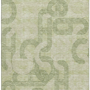 HomeRoots 9' X 12' Artichoke Green & Gray Geometric Area Rug - Washable, UV-Protected, Durable & Stylish Design 676523