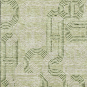HomeRoots 10' X 14' Artichoke Green and Gray Geometric Area Rug - Stain-Resistant, UV Protected, Durable Design 676524