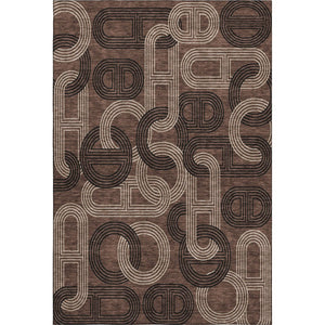 HomeRoots 8' X 10' Stylish Chocolate, Black & Beige Geometric Area Rug - Washable, UV-Protected, Durable Design 676528