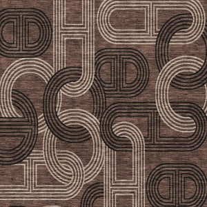HomeRoots 8' X 10' Stylish Chocolate, Black & Beige Geometric Area Rug - Washable, UV-Protected, Durable Design 676528