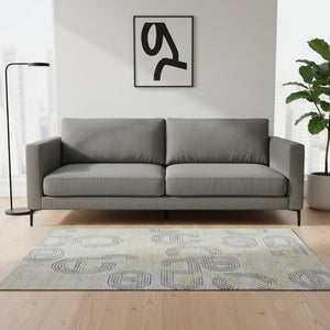HomeRoots 5' X 8' Gray Charcoal & Gold Geometric Washable Area Rug with UV Protection, Durable & Stylish 676532