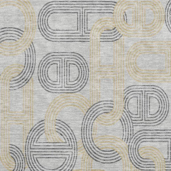 HomeRoots 8' X 10' Charcoal & Gold Geometric Washable Area Rug – Stylish, Durable, UV-Protected for Every Home 676534