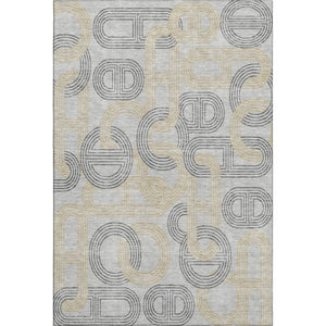 HomeRoots 9' X 12' Gray Charcoal and Gold Geometric Washable Area Rug - Stylish, Durable, UV Protected Design! 676535