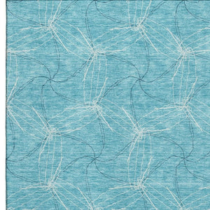 HomeRoots 5' X 8' Aqua and Ivory Geometric Area Rug - Durable, Stain-Resistant, UV Protected for Modern Homes 676538