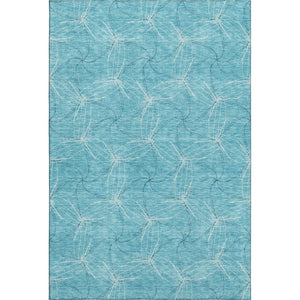 HomeRoots 8' X 10' Aqua and Ivory Geometric Washable Area Rug - Durable, Stylish, UV-Protected for High-Traffic Areas 676540