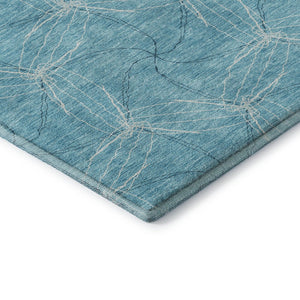 HomeRoots 8' X 10' Aqua and Ivory Geometric Washable Area Rug - Durable, Stylish, UV-Protected for High-Traffic Areas 676540