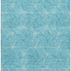 HomeRoots 8' X 10' Aqua and Ivory Geometric Washable Area Rug - Durable, Stylish, UV-Protected for High-Traffic Areas 676540